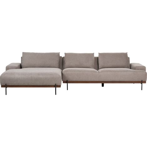 Corner Sofa 3 Seater MARIFERD Fabric Light Brown Right Hand (1/5)