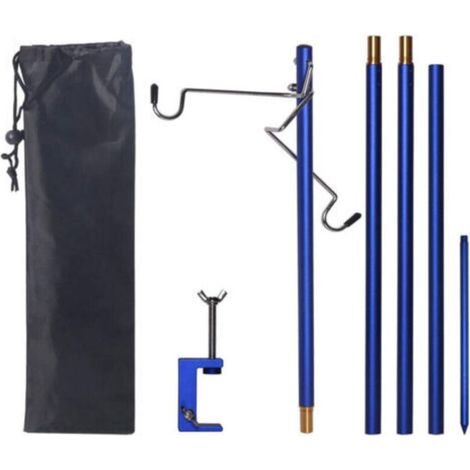 Support de lanterne pliable, support de lampe portable, crochet, support de lampe pliable pour camping, pêche, pique-nique, Bleu (1/5)