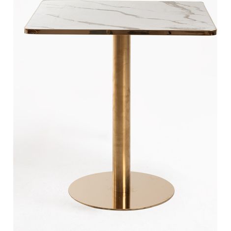 Mesas Bar - Mesa Firro Cuadrada 70cm Golden - Blanco (1/5)