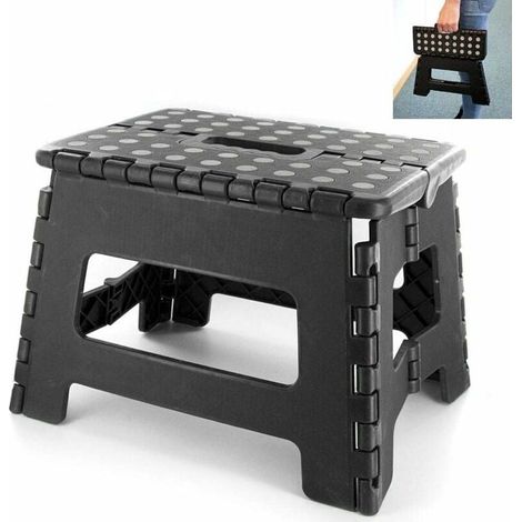 Marche Pied Pliable 9 Pouces Tabouret Pliant Marche Pied Multiusage Our Enfants, Adultes, Cuisine, Jardin Et Salle De Bain, 29 X 22 X 22 Cm, Charge Max 120kg Noir (1/5)
