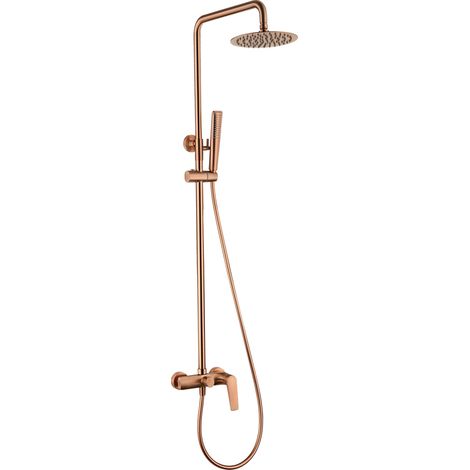 Barra de ducha monomando extensible hecha de acero inoxidable con acabado oro rosa cepillado Delos de Imex