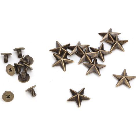 10 Stück Sternnieten aus Metall für Lederarbeiten, Taschen, Schuhe, DIY-Dekorationen (14 mm, Bronze) (1/5)