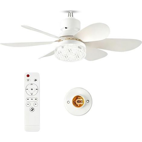 Deckenventilator mit LED-Beleuchtung, 40 W, 52 cm, E27-Fassung, 3 Farbtemperaturen, Timer, 3 Geschwindigkeitsstufen, für Schlaf- und Wohnzimmer (1/5)