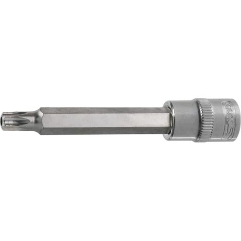 Douille tournevis TORX percé 1/2'', L.110 mm - T40 - Chrome Vanadium - Finition chromée satinée (1/2)
