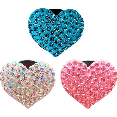 Clip Parfum Pour Sortie D Air De Voiture - Design Coeur Avec Strass - Fixation Sur Grille De Climatisation - Réutilisable - 1 Pièce (1/5)