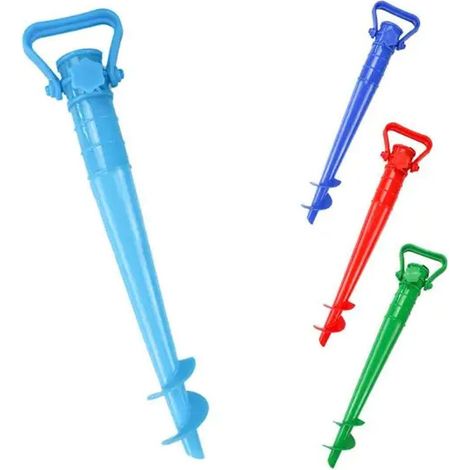 TRADE SHOP - Picchetto Trivella Per Ombrellone Spiaggia Scava Sabbia Supporto Universale 42cm - (1/4)