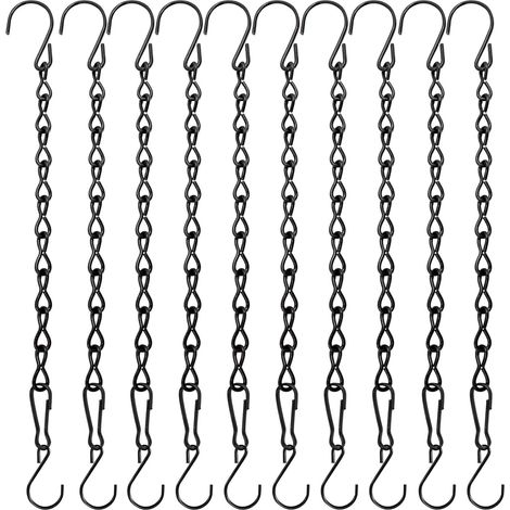 10 chaînes noires suspendues – 24 cm – usage polyvalent – pour mangeoires à oiseaux, lanternes, plantes et décoration de jardin (1/2)