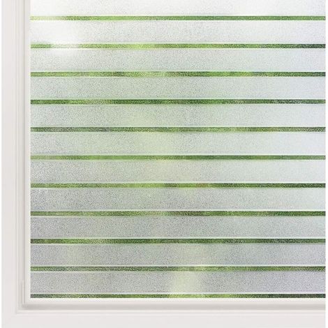 Film Fenetre Electrostatique Motif à Rayure Horizontal Film Opaque pour Vitre Autocollant Dépoli Statique Non Adhésif Protection Vitre Brise Vue Cuisine Maison Salle de Bain 45x100CM (1/4)