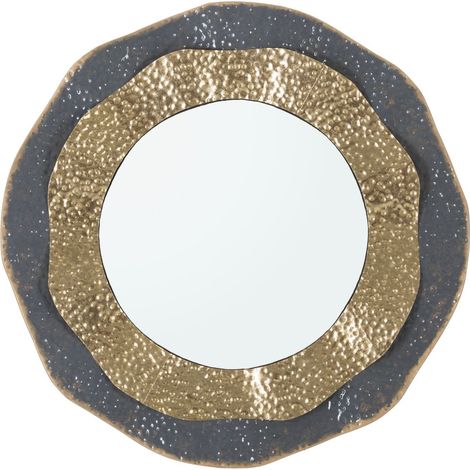 Specchio da parete Shai Dark tondo in ferro e MDF multicolor