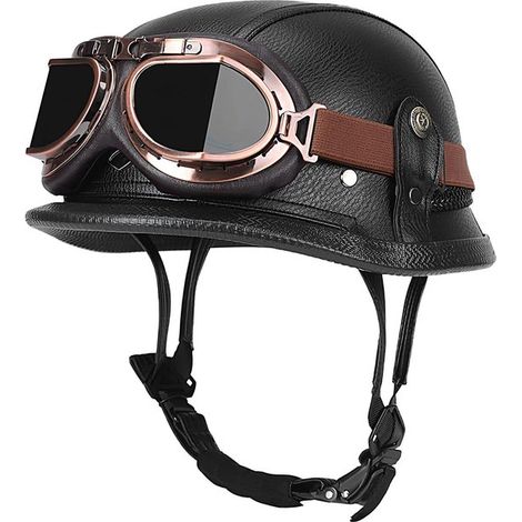Motorradhelm im deutschen Stil Retro-Halbgesichtshelm kompaktes Design robustes Modul ausgestattet mit PU-Leder und ABS-Polystyrol-Beschichtung 58
