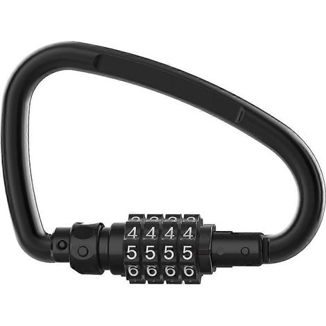 Cadenas à combinaison, mousqueton robuste à 4 chiffres, cadenas à code en forme de D pour câble antivol de vélo à boucle (1/5)