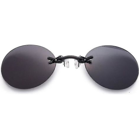 Lunettes de soleil rétro Matrix Morpheus pour homme, rondes, à clip nasal (verres noirs et gris)