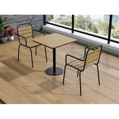 Lot de 2 fauteuils de jardin empilables en polywood et métal - Noir - LYLIOS de MYLIA (1/4)