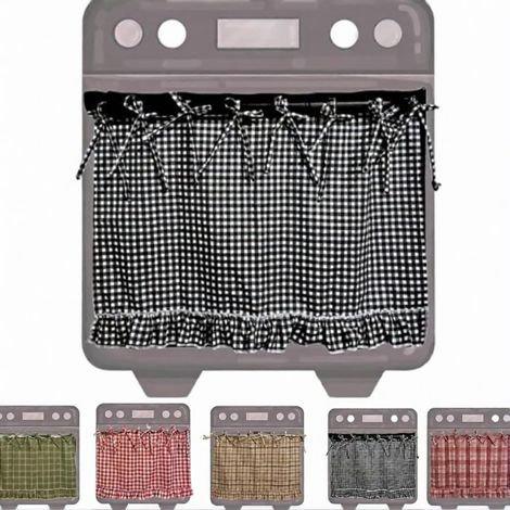 Jupe de four en coton faite à la main – 76 x 54 cm – Rideau décoratif pour cuisine rustique – Rose (1/5)