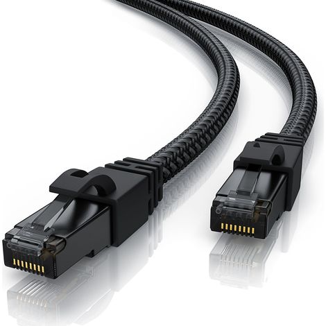 Primewire Patchkabel CAT 7 mit Baumwollummantelung - Gigabit Ethernet LAN Kabel - Black Series - 10 Gbit/s - S/FTP PIMF Schirmung - Netzwerkkabel - 25m (1/5)