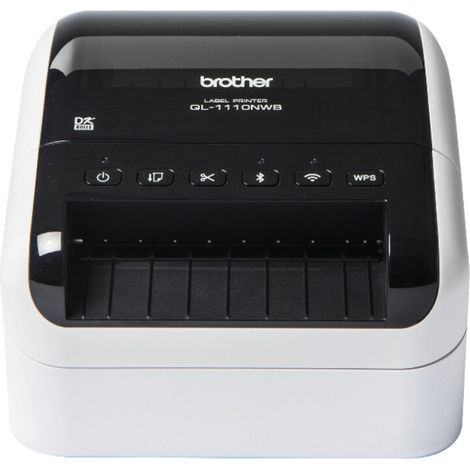 Brother QL 1110NWBC Stampante per Etichette CD Termica diretta 300x300 DPI 110 mm Con cavo e senza cavo LAN DK Wi Fi Bluetooth Bianco Nero (1/5)