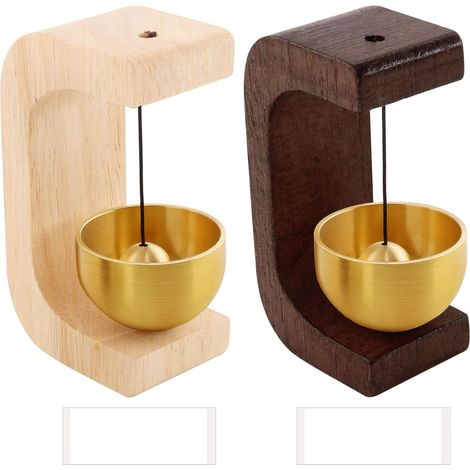 2 Pièces Carillon Sonnette Bois, Sonnette Porte Bois Aucun Perçage Nécessaire Clochette Porte Entrée Convient aux Portes Entrée Bureaux Magasins Cafés (1/5)