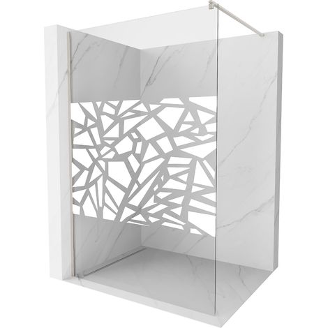 Mexen Kioto Walk-in Duschwand 80 x 200 cm, weißes Muster 8 mm, gebürsteter Nickel - 800-080-101-97-8