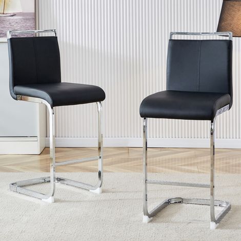Tabourets de bar lot de 2 noir en cuir pu style scandinave haut de gamme (1/5)