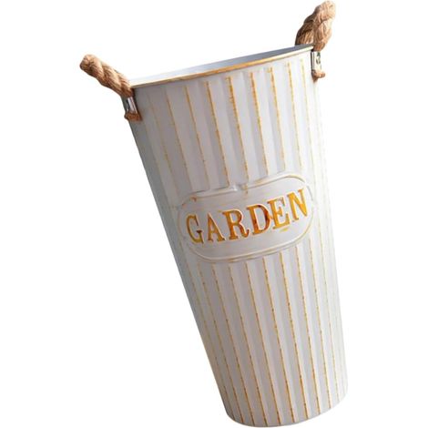 Seau en Fer Épais 40 Cm pour Fleurs Séchées, Vase Rétro Vintage, Contenant Décoratif pour Arrangements Floraux, Pot à Fleurs Intérieur et Extérieur, Ornement de Jardin (1/5)
