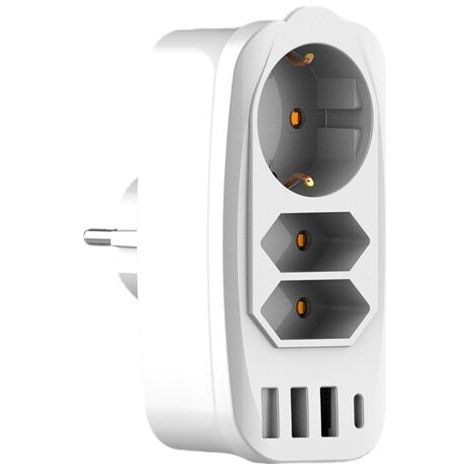 USB-Buchse – Europäischer Mehrfachanschluss-Konverter – Intelligente multifunktionale 1-zu-3-EU-Wandsteckdose