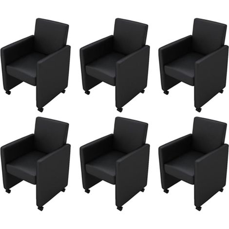 Esszimmerstühle 6 Stk. Schwarz Kunstleder vidaXL (1/5)
