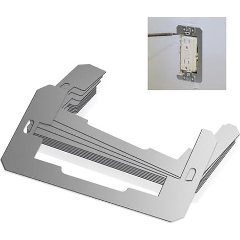 Entretoises de plaque murale, cales d'espacement de prise électrique, plaques de nivellement en métal pour dispositif de gang, entretoises de sortie pour fixer les murs de boîte électrique électrique (1/5)