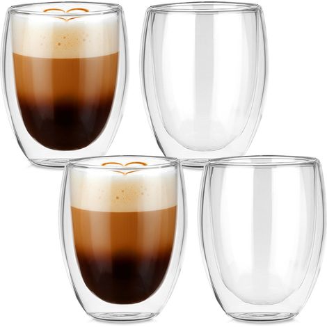 Doppelwandige Thermogläser für Kaffee und Tee, 370 ml, 4 Stück. (1/5)