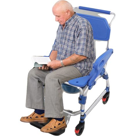Silla multifuncional para inodoro y ducha, capacidad de carga máxima 125 kg, dimensiones del producto 62 x 59 x 100 cm, dimensiones del asiento 42 x 43 cm, ancho interior de los reposabrazos 54 cm, nú (1/5)