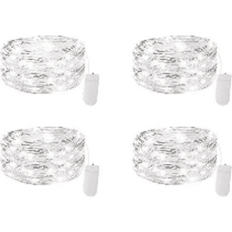 Guirlande lumineuse à piles (lot de 12), fil argenté étanche de 2,13 m, 20 LED blanc chaud, idéale pour les fêtes de Noël. 4 (1/5)