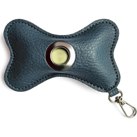 Distributore di sacchetti per la spazzatura in pelle a forma di cane con tasca con cerniera per gli spostamenti