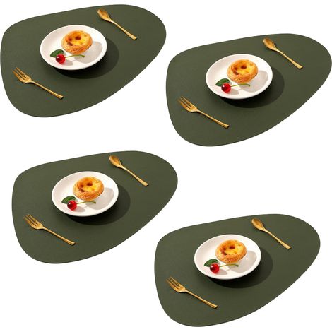 Ensemble de 4 sets de table en cuir lavables et faciles à nettoyer. Idéal pour la cuisine, la terrasse, l'intérieur et l'extérieur. (1/5)