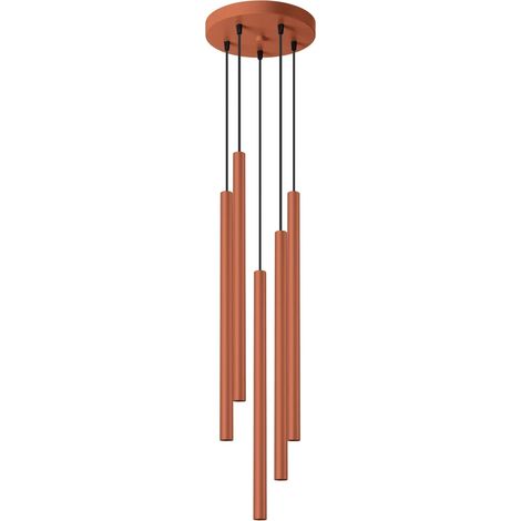 Lámpara colgante Vacu rojo, 5 luces (1/5)