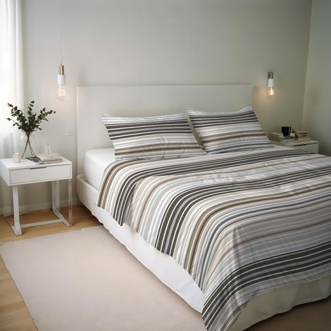 Housse de Couette en Coton et Fibres recyclées, lit Double, modèle : tigri, confectionné en Italie (1/5)