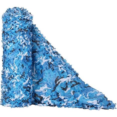 Filet de camouflage renforcé en Oxford 150D avec grille, toile d'ombrage résistante aux intempéries, pour protection solaire, camping, jardin et décoration extérieure, bleu (1/5)