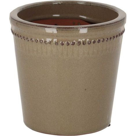 Pot de fleurs en PET verni gris 15 x 15 cm (1/2)