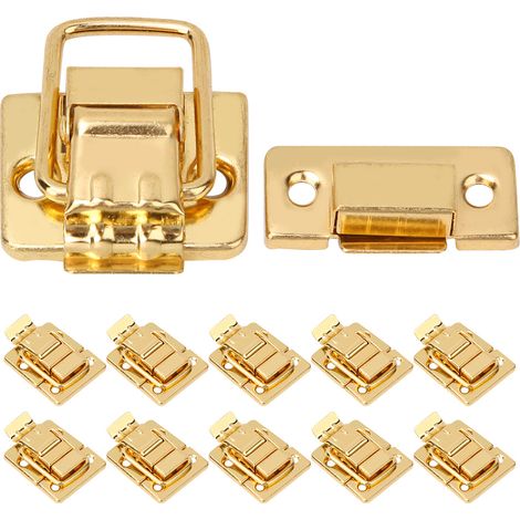 10 Pièces Loquet de Coffre en Acier Inoxydable Doré, Fermoir à Crémone pour Valise et Malle 28x40mm (1/5)