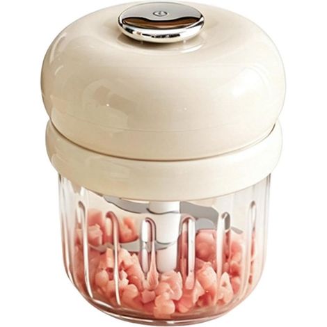Tritatutto elettrico per aglio, mini tritatutto da cucina per verdure, cipolle, carne e aglio, ideale per casa e campeggio. (1/5)