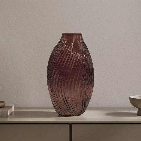 Textured Brown Glass Swirl Display Vase (1/2)