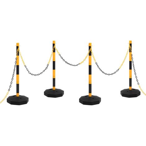 Juego de barrera con postes y cadena plástico 10 m vidaXL