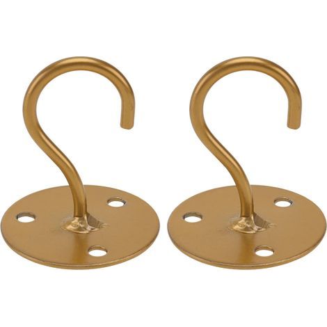 Juego de 2 ganchos para lámparas de techo, brillantes, para techo y pared, gancho resistente para macetas, campanillas de viento, sillas colgantes. (1/5)