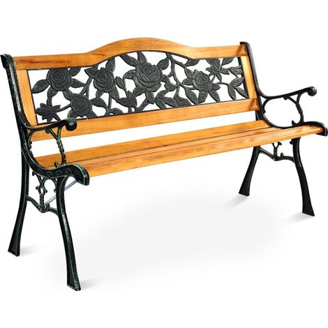 Outdoor Garden Bench Loveseat 2 Seater Park Chair Wood Slats Seat Weather Proof (1/5)