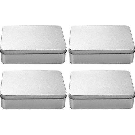 4er-Set Blechdosen mit Deckel, Aufbewahrungsbehälter aus Weißblech, Zubehör für Bonbondosen-11.50X8.50X2.20CM-Silver (1/4)