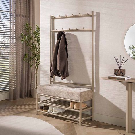 Vestiaire d'entrée industriel 100 cm en métal beige Luna (1/5)