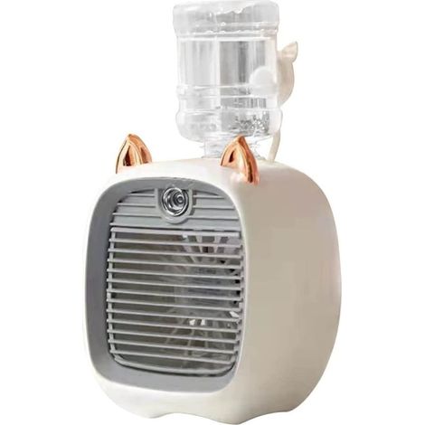 Mini climatiseur de bureau design chat USB rechargeable humidificateur ventilateur portable maison bureau chambre silencieux été gris (1/5)