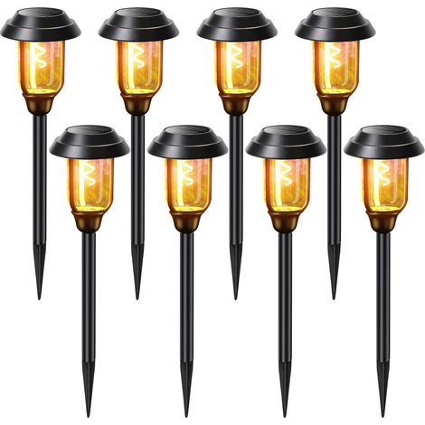 Set mit 8 Solar-Gartenleuchten, helle dekorative Beleuchtung für Wege und Terrassen, ideal für Rasenflächen, Patios, Einfahrten und Eingänge