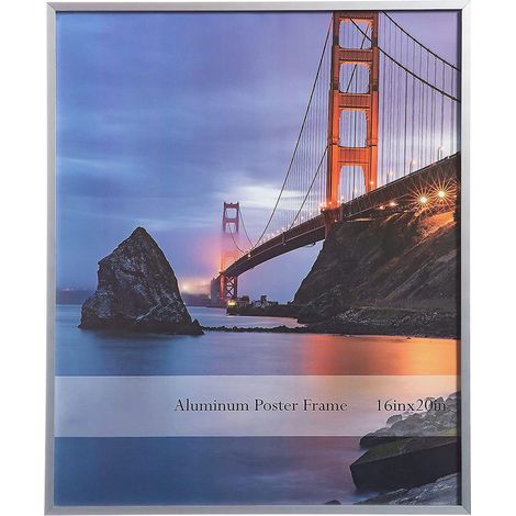 Cadre photo 16x20 pouces en aluminium brossé avec verre acrylique, argenté (1 pièce) (1/4)