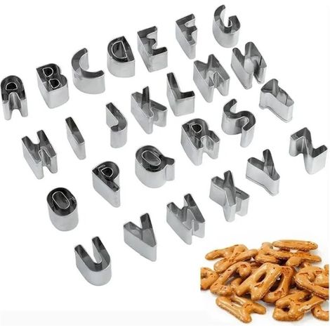 Set di formine per biscotti a forma di alfabeto, set da 26 pezzi di piccole formine in acciaio inossidabile per biscotti, dolci, cucina e occasioni festive - Crezuo