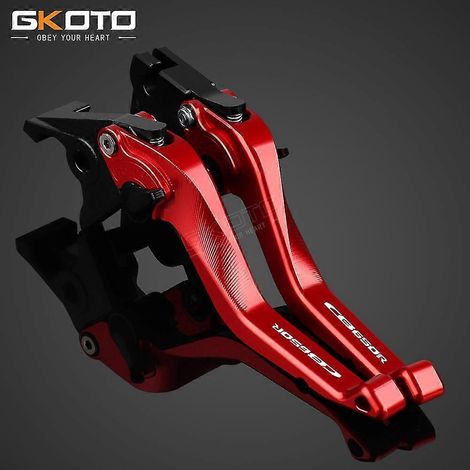 Accessoires moto pour Honda CB650R (2018-2022) : leviers de frein et d'embrayage courts de haute qualité, usinés CNC et réglables (rouge). (1/5)