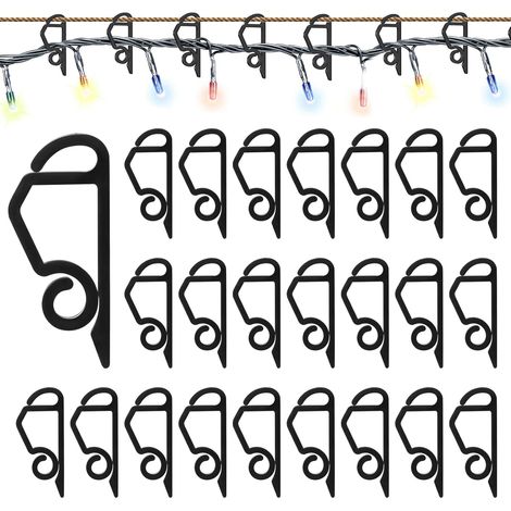 200Pièces Noir Noël Lumière Gouttière Clips Crochets de Gouttières Clip Lumière Décoration Noël Crochet de Gouttière Crochet de gouttière en Plastique pour lumières de Noël ou d'anniversaire